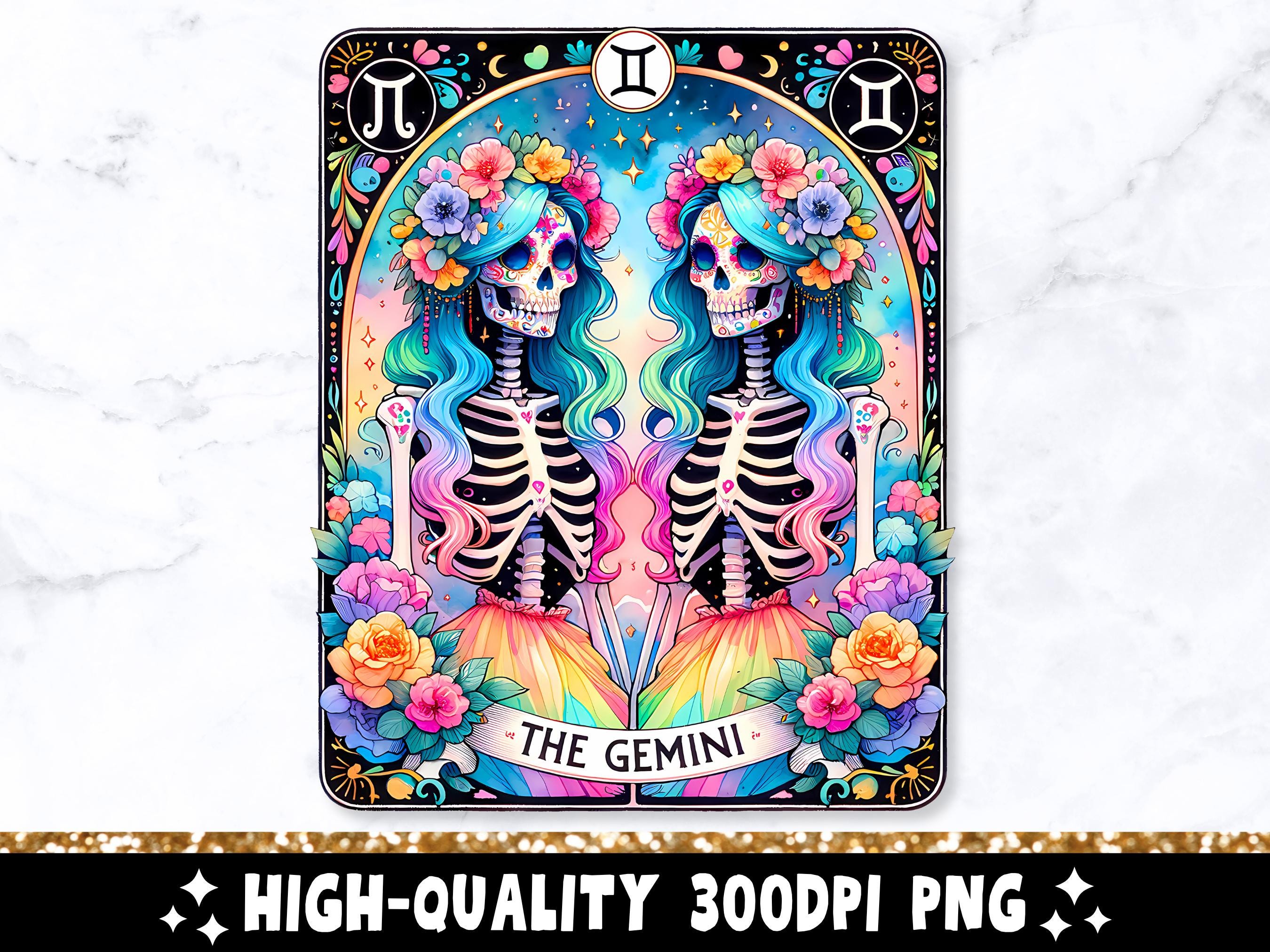 The Gemini Tarot Card PNG, Zodiac Sublimation Design, Witchy Vibes