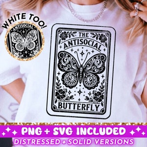 Die antisoziale Schmetterling Tarot-Karte SVG PNG, lustiges witchy introvertiertes Sublimationsdesign, himmlische sarkastische png SVG Schnittdatei, Download