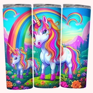 Unicorn Tumbler Wrap, 20 oz Skinny Tumbler Sublimation Design, Instant Download, Straight & Tapered Tumbler Wrap, Unicorn Tumbler PNG