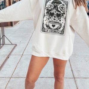 La Chismosa Funny Tarot Card SVG PNG, Latina Skeleton Sublimation Design, Spanish Chisme Mexican Skull T-Shirt Mug Png SVG Cut File Download image 4