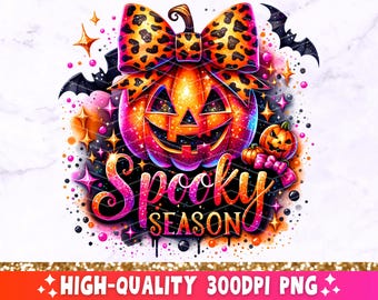 Saison effrayante PNG, design populaire scintillant en sublimation citrouille d'Halloween citrouille d'Halloween, chauves-souris sorcières effrayant Halloween tendance téléchargement numérique