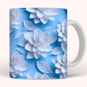 3D Flowers Mug Wrap, 11oz and 15oz Mug Sublimation Design, 3D Floral Mug Wrap PNG, 11oz Mug Design, 15oz Mug Design, 3D Digital Download