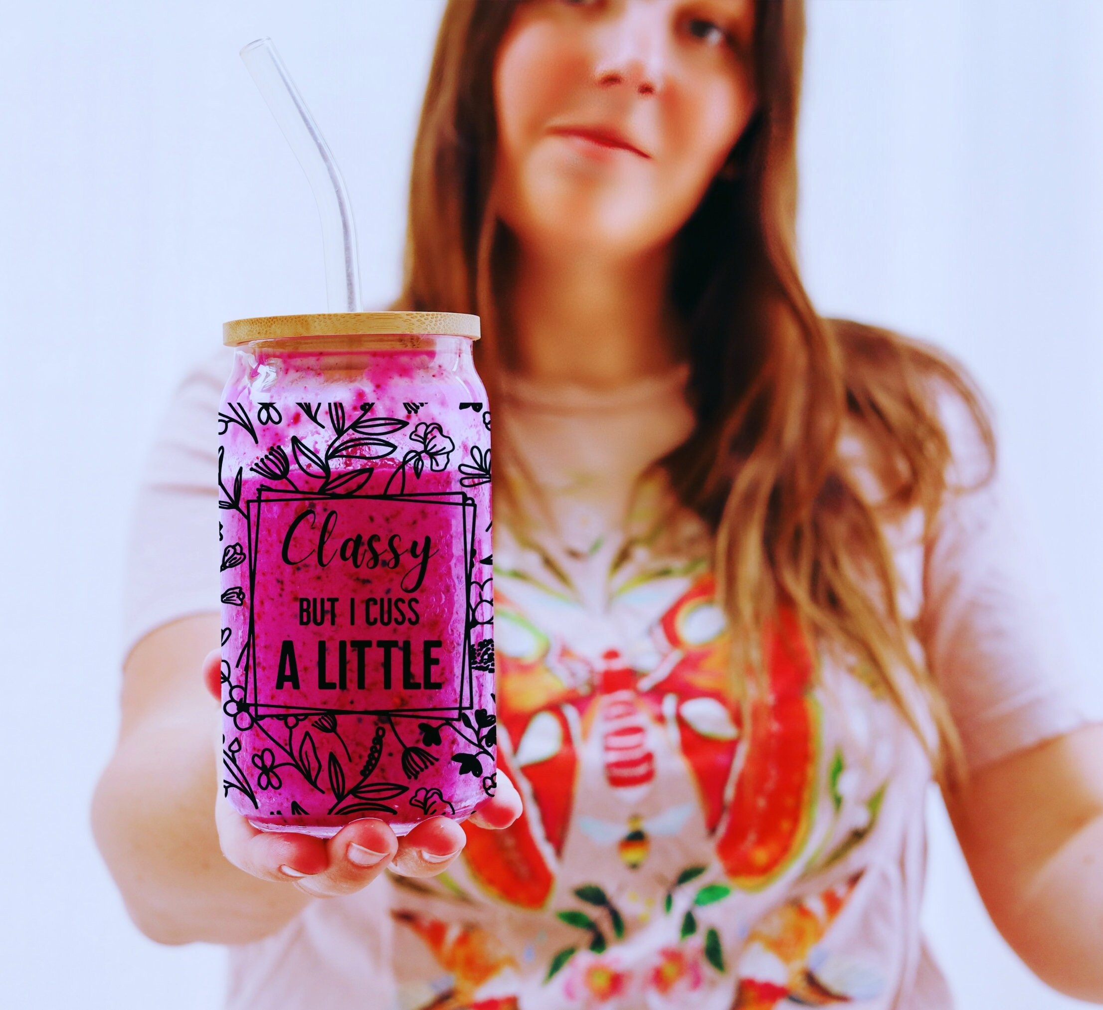 Classy but I Cuss A Little Funny 16oz Glass Can Wrap, Digital Download ...