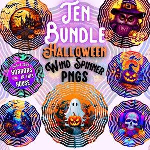 Halloween Wind Spinner Sublimation Design Bundle, Spooky Pumpkin Ghost Wind Spinner PNG, Halloween Fall Vibes Autumn Trendy Windspinner
