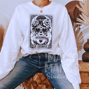 La Chismosa Funny Tarot Card SVG PNG, Latina Skeleton Sublimation Design, Spanish Chisme Mexican Skull T-Shirt Mug Png SVG Cut File Download image 2
