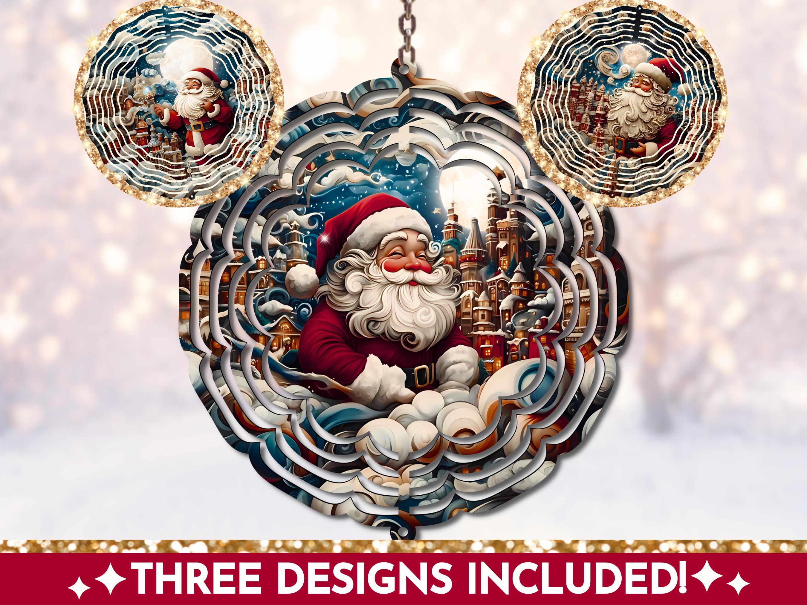 Christmas Wind Spinner PNG, 3D Santa Windspinner Sublimation Design ...