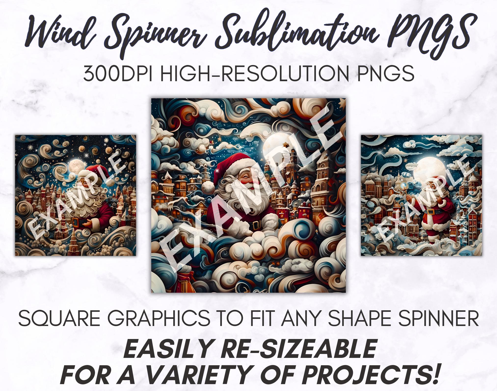 Christmas Wind Spinner PNG, 3D Santa Windspinner Sublimation Design ...