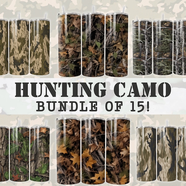 Camo Seamless Tumbler Wrap Bundle For Men, 20oz Tumbler Sublimation Design, Husband Father Hunting Camouflage Men's Tumbler PNG, Download