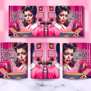 Book Boyfriends Funny Retro Mug Wrap For Women, 11oz and 15oz Mug Wrap Sublimation Design, Book Reader Novel Lover Mug PNG, Digital Download image 3