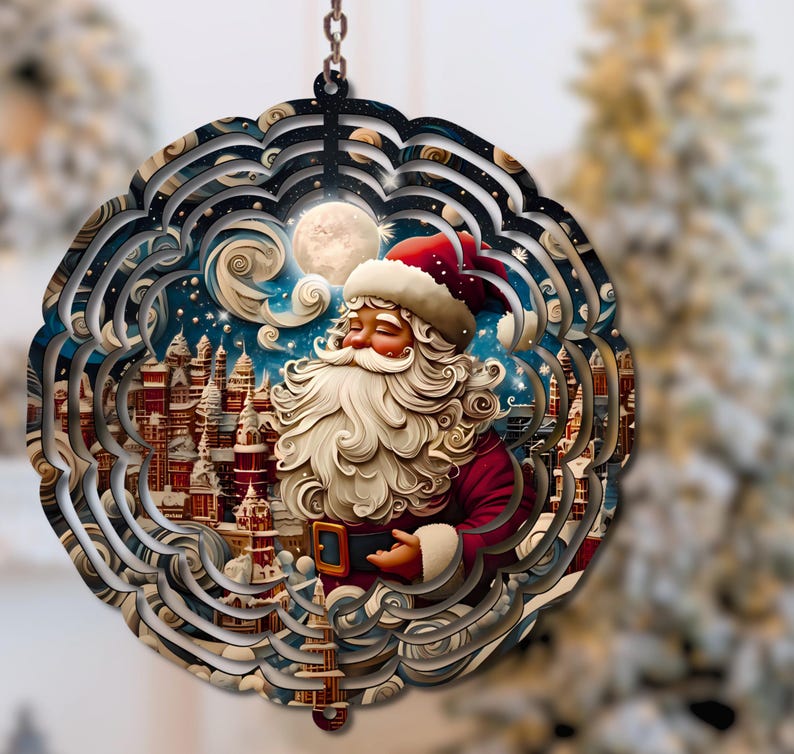 Christmas Wind Spinner PNG, 3D Santa Windspinner Sublimation Design ...