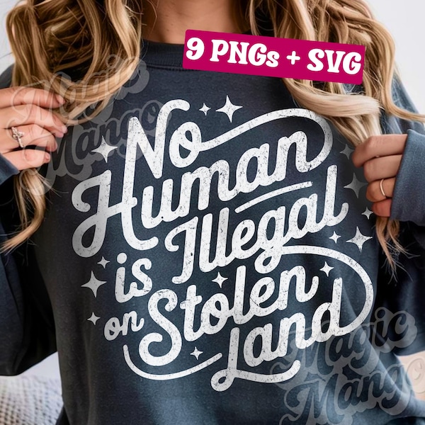 Żaden człowiek nie jest nielegalny PNG SVG, projekt koszulki z nadrukiem sublimacyjnym „Ice Out Immigrant Activist”, plik „Abolish Ice Cut”, naklejka imigracyjna antytrumpowska PNG