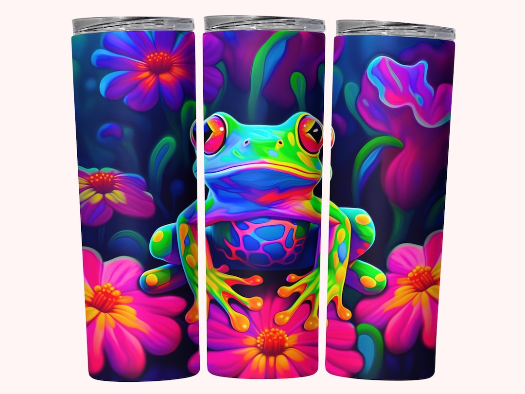 Neon Frog Tumbler Wrap, 20oz Skinny Tumbler Sublimation Design, Instant ...