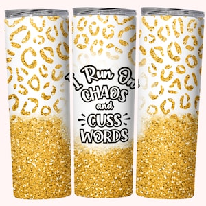 Chaos and Cuss Words Tumbler Wrap, Snarky 20oz Skinny Tumbler Wrap Sublimation PNG, Instant Download, Straight & Tapered Tumbler Wrap PNG