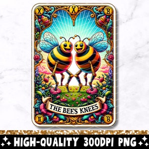 Karta Tarota Bee's Knees PNG, Zabawny Cytat Sublimacji Projektu, Kolorowy Bumblebee Popularne Frazy Koszulka Kubek PNG Plik, Pobieranie Cyfrowe