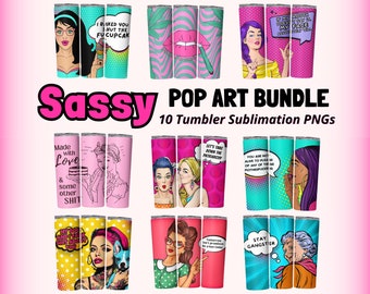 Sassy BUNDLE Funny Tumbler Wraps For Women, 20oz Skinny Tumbler Wrap Sublimation PNG, Instant Download, Straight + Tapered Funny Tumbler PNG