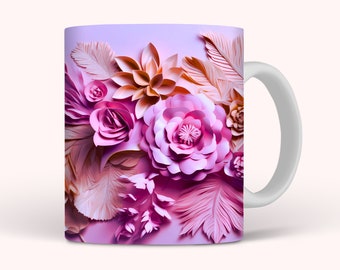 3D のきれいな花のマグカップ ラップ、11 オンスと 15 オンスのマグカップ昇華デザイン、3D の花柄マグカップ ラップ PNG、11 オンスのマグカップ デザイン、15 オンスのマグカップ デザイン、デジタル ダウンロード