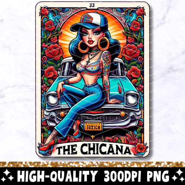 The Chicana Tarot Card PNG, Funny Mexicana Sublimation Design, Spanish Loteria Chingona Latina Chola T-Shirt Mug PNG, Digital Download