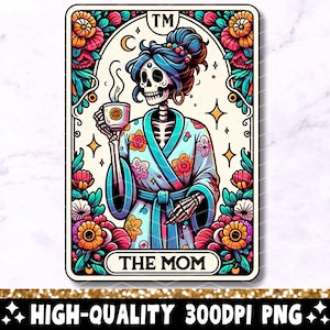 De moeder grappige tarotkaart PNG, vrouw skelet moeder sublimatie ontwerp, Witchy Vibes Skull Mama T-shirt mok png-bestand, digitale download