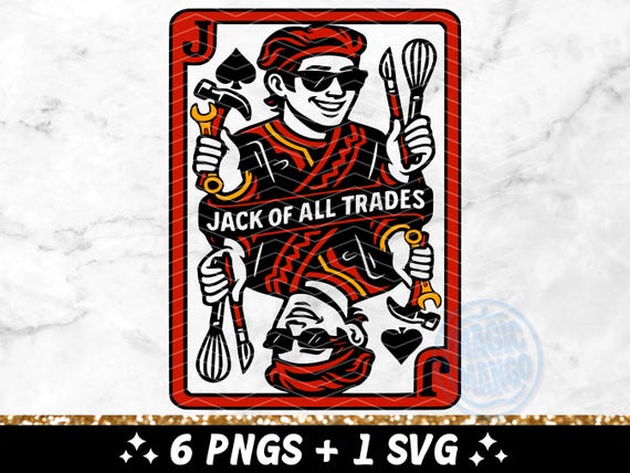 Jack of All Trades Funny Playing Card PNG SVG, Handyman Tarot