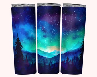 Northern Lights Tumbler Wrap, Neon Alcohol Ink PNG, 20oz Skinny Tumbler Wrap Sublimation Design, Aurora Borealis Colorful Tumbler Wrap PNG