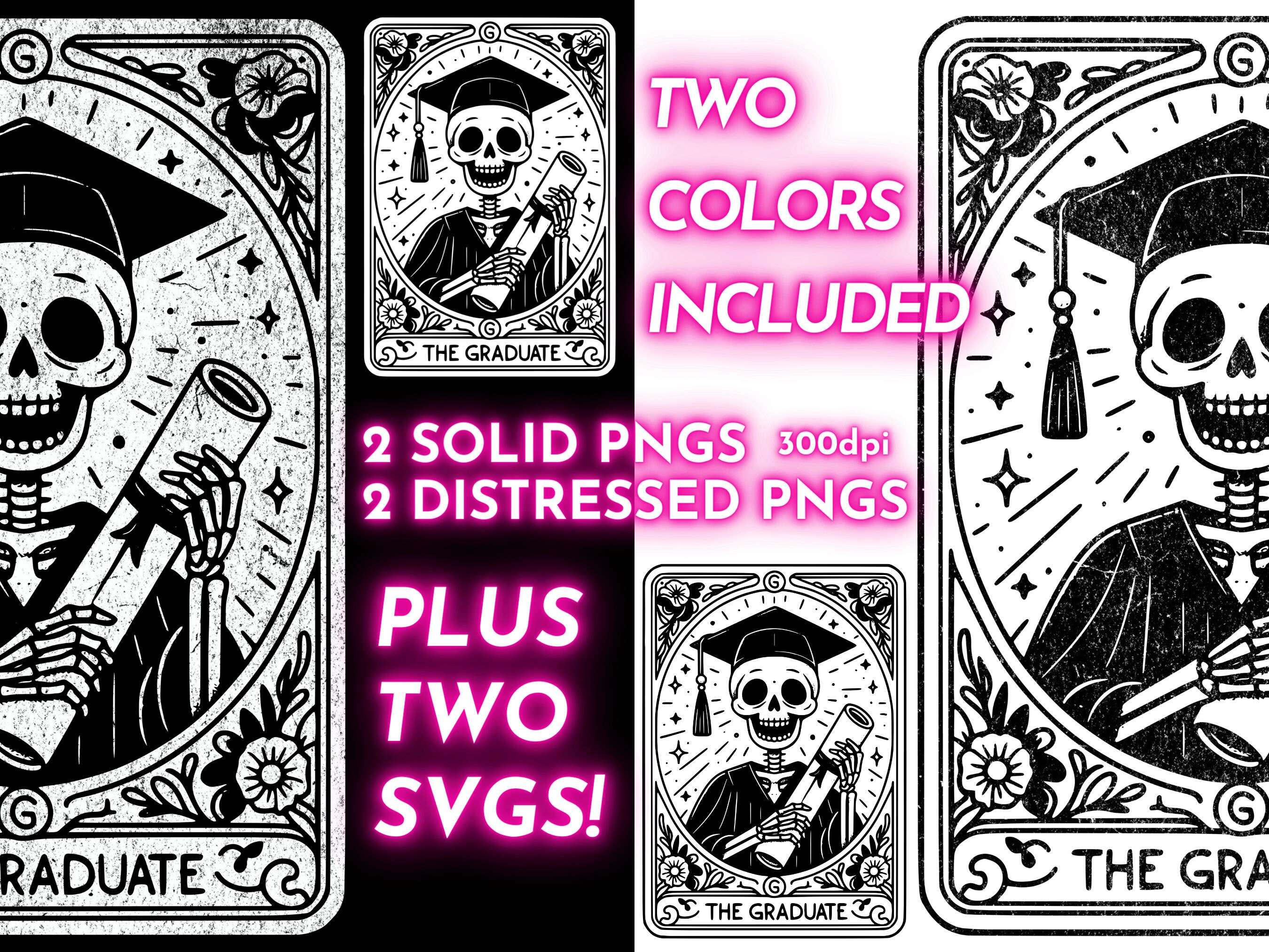 The Graduate Tarot Card SVG PNG, Graduation Skeleton Skull Sublimation ...
