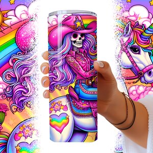 Cowgirl Skeleton Tumbler Wrap, 20oz Skinny Tumbler Sublimation Design PNG, Country Girl Western Skull Tumbler Wrap, Digital Download image 5