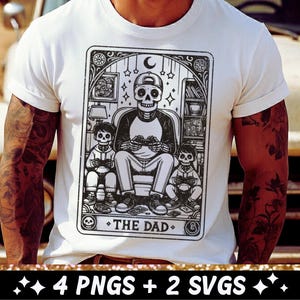 Carta del Tarot de Papá SVG PNG, Diseño de sublimación de esqueleto de papá, Diseño de camiseta para el Día del Padre para hombre, Descarga de archivo de corte de papá esposo
