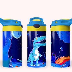 Dinosaurs 12oz Kids Flip Top Sippy Cup Tumbler Wrap, 12oz Straight Tumbler Sublimation PNG, Childrens Dinosaur Tumbler Wrap Design PNG