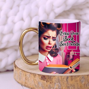 Book Boyfriends Funny Retro Mug Wrap For Women, 11oz and 15oz Mug Wrap Sublimation Design, Book Reader Novel Lover Mug PNG, Digital Download image 4