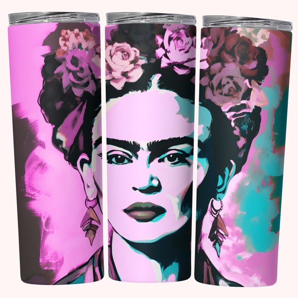 Frida Kahlo Pop Art Tumbler Wrap, 20oz Skinny Tumbler Wrap Sublimation PNG, Instant Download, Straight & Tapered Tumbler Wrap PNG, Frida PNG