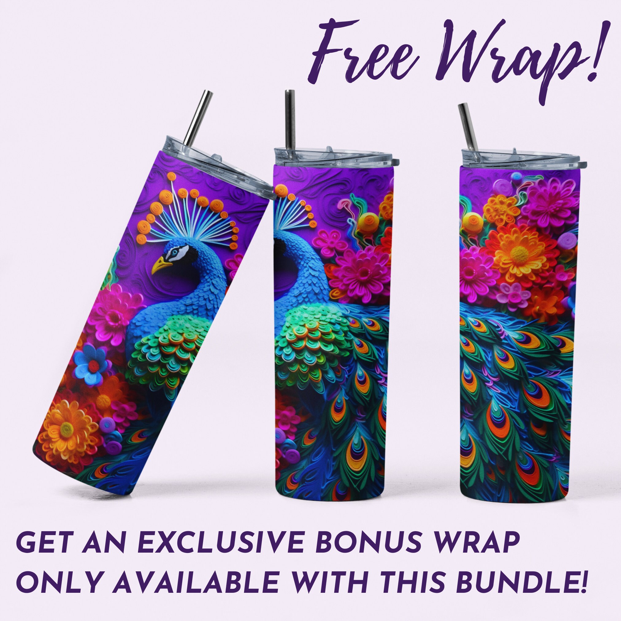 Floral Add Your Name Tumbler Wrap Bundle, Seamless 20oz Skinny Tumbler ...