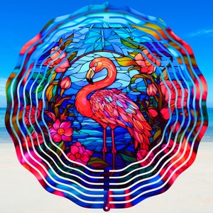 Flamingo Wind Spinner PNG, Stained Glass Wind Spinner Sublimation Design, Instant Download, Pretty Windspinner Sublimation Template PNG