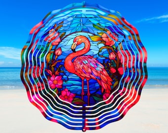 Flamingo Wind Spinner PNG, Stained Glass Wind Spinner Sublimation Design, Instant Download, Pretty Windspinner Sublimation Template PNG