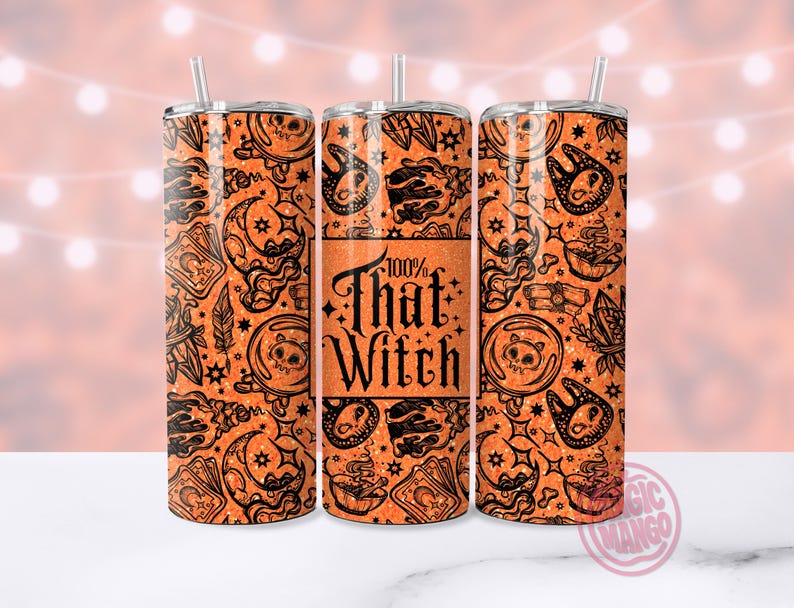 Seamless sparkly trendy halloween tumbler wrap