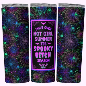 Spooky Season Funny Tumbler Wrap PNG,  20oz Skinny Tumbler Sublimation Design, Download, Straight & Tapered Halloween Girl Tumbler PNG