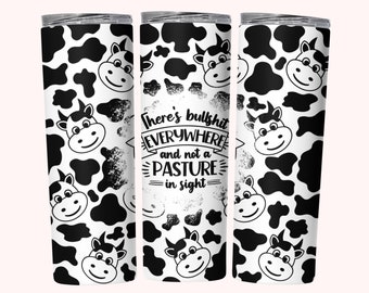 Funny Cow Tumbler Wrap, 20oz Skinny Tumbler Wrap Sublimation PNG, Instant Download, Straight & Tapered Tumbler Wrap PNG Sweary Sarcastic Cow