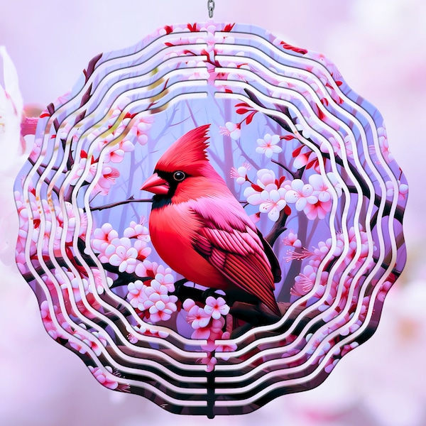 Cardinal Wind Spinner PNG, Red Bird Wind Spinner Sublimation Design, Instant Download, Pretty Cardinal Windspinner Sublimation Template PNG