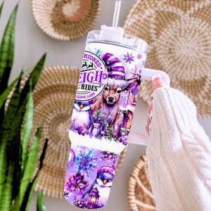 Purple Coquette Christmas 40oz Tumbler Wrap PNG, Quencher Handle Tumbler Holiday Sublimation Design, X-mas Winter North Pole 40oz  Download