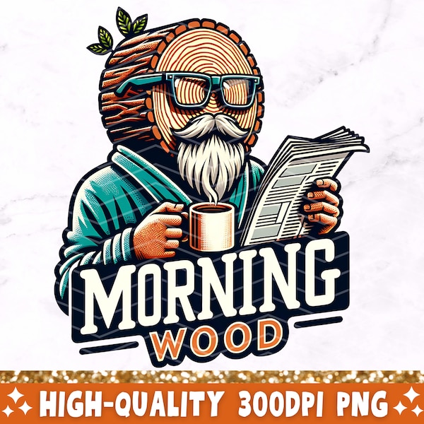 Morning Wood PNG, Funny Sublimation Design, Trendy Adult Humor Clipart, Snarky Funny Quote T-Shirt Mug Tote Retro Design For Men, Download