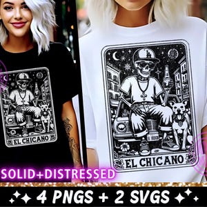 El Chicano Tarot Karte SVG PNG, lustiges Skelett Cholo Latein Sublimationsdesign, spanisch mexikanische sarkastische trendige SVG-Schnittdatei png, Download