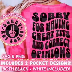 Grandes tetas y opiniones correctas PNG SVG, Divertido humor retro para adultos Cita divertida Diseño Svg Png, Letras onduladas sarcásticas Camiseta PNG para mujeres