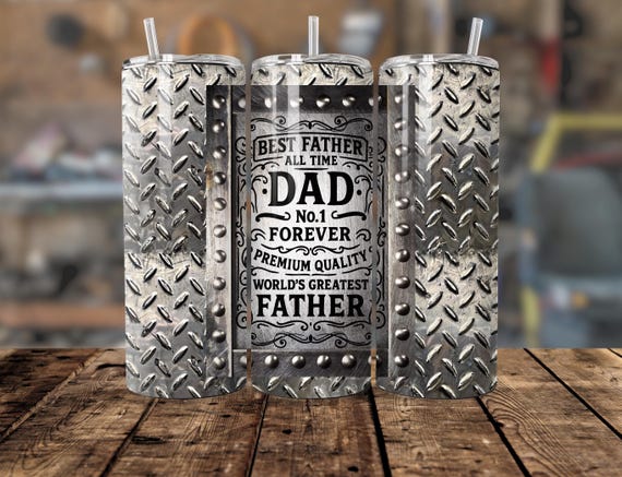Best Dad Ever Tumbler Wrap PNG For Men, Fathers Day Seamless 20oz Skinny Sublimation Design, Rustic Metal Mechanic Gift for Dad