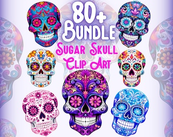 Sugar Skull PNG Bundle, Sugar Skull Clip Art, Day Of The Dead Sublimation Designs, Dia De Los Muertos Design PNG, Instant Digital Download