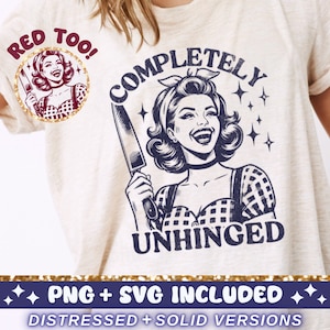 Völlig aus dem Lot geraten SVG PNG, trendige Vintage Retro Hausfrau lustig sarkastische Sublimation Design T-Shirt Becher Tote png SVG Schnitt Datei Download