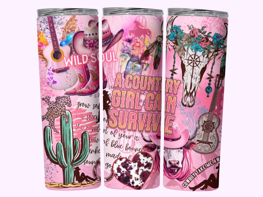 Cowgirl Tumbler Wrap, 20oz Skinny Tumbler Sublimation Design PNG ...
