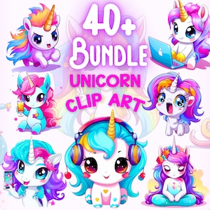 Cute Unicorn PNG Bundle, Funny Unicorns Clip-Art, Kawaii Unicorn Sublimation Design, Cool Unicorn T-Shirt Mug Design PNG, Digital Download