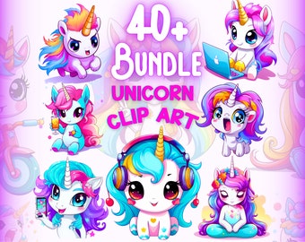Cute Unicorn PNG Bundle, Funny Unicorns Clip-Art, Kawaii Unicorn Sublimation Design, Cool Unicorn T-Shirt Mug Design PNG, Digital Download