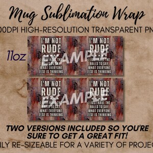 Rusty Metal Funny Mug Wrap For Men, 11oz and 15oz Mug Sublimation Design, I'm Not Rude Balls To Say Men's Sarcastic Mug PNG Digital Download image 6