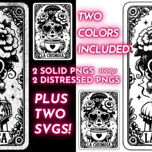 La Chismosa Funny Tarot Card SVG PNG, Latina Skeleton Sublimation Design, Spanish Chisme Mexican Skull T-Shirt Mug Png SVG Cut File Download image 5