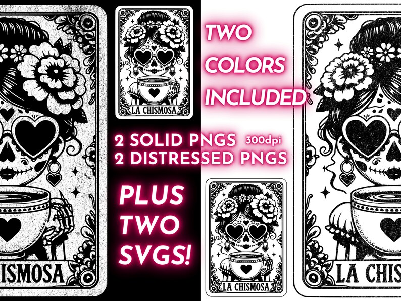 La Chismosa Funny Tarot Card SVG PNG, Latina Skeleton Sublimation Design, Spanish Chisme Mexican Skull T-Shirt Mug Png SVG Cut File Download image 5